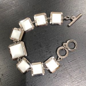 Sterling silver square opal stone bracelet
